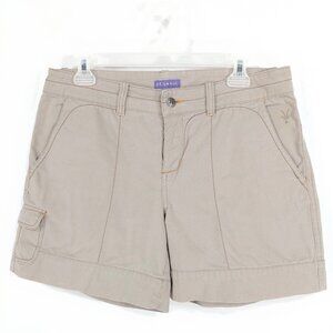 Ibex Womens Beige Organic Cotton, 5" Stand Up Cargo Chino Shorts Hiking. Sz 8.